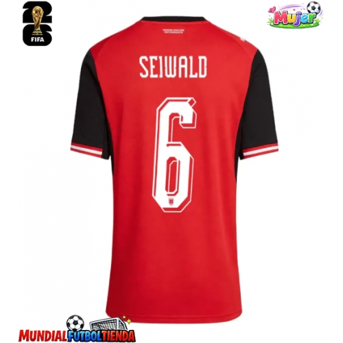 Camiseta Austria Nicolas Seiwald #6 Primera Equipación Replica Mundial 2026 para mujer mangas cortas